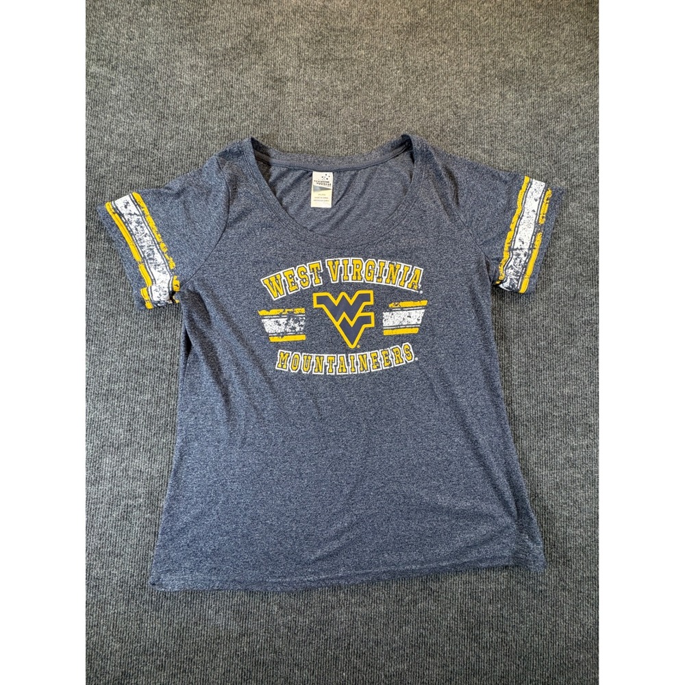 Creative Apparel West Virginia Mountaineers V-Neck Graphic T-Shirt Navy 2XL